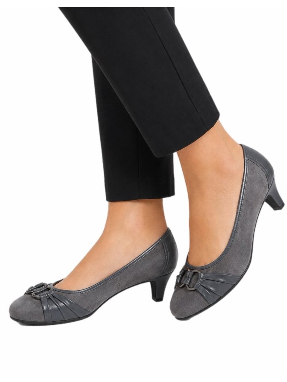 Aerosoles Shoes Womens 9M Gray Suede Vegan Pump Heelrest Academia Preppy Career